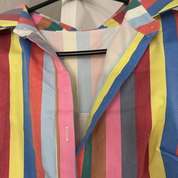 NWOT Colorful Striped Short Sleeve Dress - Picture 2 of 3